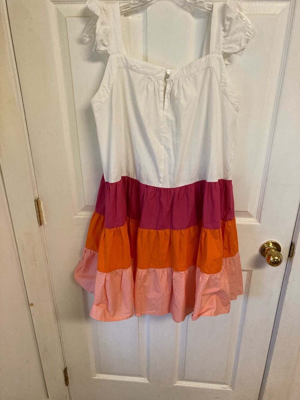 THML White Pink Orange Colorblock Tiered Sundress - Picture 6 of 9